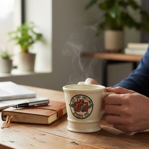 USS Fort Snelling Ceramic Mug - Cream Orange and Green